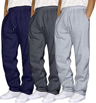 Mens 3 Pack Sweatpants Baggy Running Sports Pants Loose Casual Trousers Elastic Waist Drawstring Jogger Sweatpants