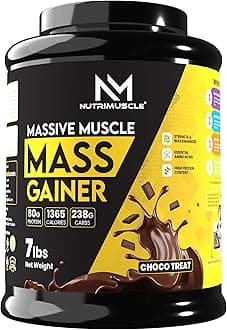 NUTRIMUSCLEMASSIVE MUSCLE MASS GAINER - 7 LBS - 3.175 KGS - CHOCO TREAT FLAVOUR - FOR MUSCLE AND MASS GAIN - MADE IN INDIA