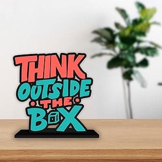 Artvibes Wooden Idols and Figurine Think Outside The Box Quotes Table Decoration for Office Desk|Home Decor Item|Living Room|Modern Art Wood Showpiece Gift Items (Sp_1156)
