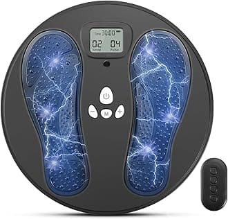 Foot Massager for Pain and Circulation, EMS & TENS Foot Circulation Machine for Plantar Fasciitis, Arthritis, Ankle & Leg Pain, Sciatica, Swelling Reduction, with 50 Intensities,10 Programmes