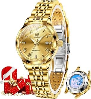 Womens Automatic Watch Gold Luxury Diamond Self Winding Ladies Wrist Watches Waterproof Luminous Date