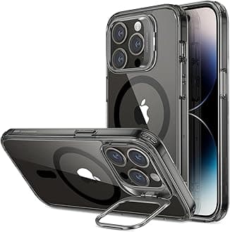 ESR for iPhone 14 Pro Case, Compatible with MagSafe, Adjustable Camera Ring Stand, Scratch Resistant Back, Military-Grade Protection, TPU, Classic Magnetic Back Cover with Kickstand, Clear Black