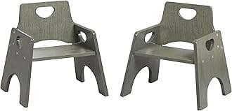 ECR4Kids Stackable Wooden Toddler Chair, 8in, Kids Furniture, Grey Wash, 2-Pack