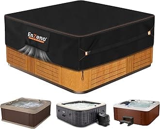 Enzeno Outdoor SPA Hot Tub Cover Waterproof Rectangular 85 x 67 inch fit 84 x 66 or 83 x 65 or 82 x 64 420D Heavy Duty Hot Tub Lid Protectors Protective Cover Cap