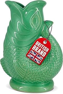 Glug Jug The Bubble Jug® Ocean Green 1.5L Litre Extra Large Fish Shaped Decorative Ceramic Glugging Cocktail, Water and Gin Gurgling Pitcher