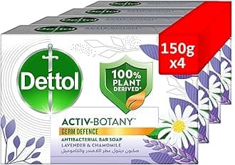 Dettol Activ-Botany Bathing Soap, Lavender & Chamomile Scent, 150g x 4