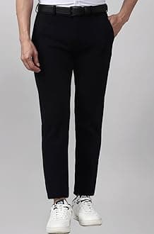 Peter England Men's Slim Fit Mid Rise Formal Stretchable Knit Super Trouser | Comfort Lycra | 360-Degree Stretch