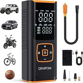 Tire Inflator Portable Air Compressor, 6X Faster 180 PSI Cordless Air Compressor, Air Pump with Pressure Gauge - Portable Tire Inflator for Car, Pickup, Motor, Bicycle, Balls and More