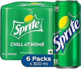 - Sprite Lemon-Lime Flavoured Cold Drink | Refreshing Taste | Clear Soft Drink with No Added Colours | Recyclable Can, 300 ml (Pack of 6)