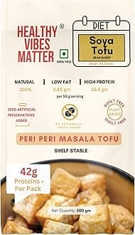 HEALTHY VIBES MATTER SOYA TOFU PANEER | PERI PERI Masala Flavour Blast (200GM ) (Ambient Storage| Dairy & Gluten Free| High Fiber | No Preservatives & Additives) (20)