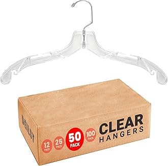DEILSY™ Clear Plastic Hangers 50 Pack - Durable Clothes Hanger for Wardrobe Organization, Essential Plastic Hanger for Garments, Versatile Coat Hangers for Home and Retail Use
