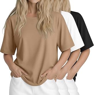 Huukeay 3 Pcs Womens Half Sleeve Top Elbow Length T Shirt Women Round Neck Basic T Shirt Summer Casual Blouses