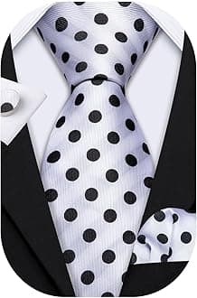 Barry.Wang Hi-Tie Retro Black and White Dots Necktie Set