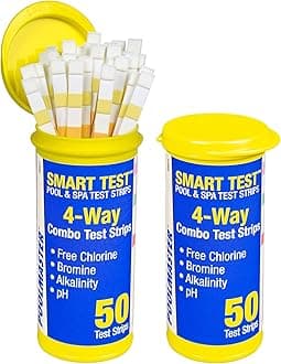 22200 Smart 4-Way Swimming Pool and Spa Water Chemistry Test Strips, 100 Count, 2 Pack, Made in The USA, Yellow