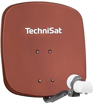 TechniSat DIGIDISH 45 Satellite Dish for 2 Participants (45 cm Small Satellite System - Complete Set with Wall Mount and Universal Twin LNB) Red