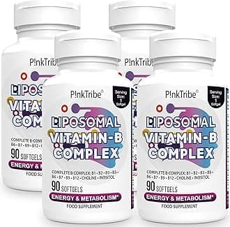 Liposomal Vitamin B Complex Softgels - 9 Methylated B Vitamins for Easily Absorbed, Vitamin B6, Folate & Inositol, 10x Better Absorption, One Softgel a Day, 360 Softgels (Pack of 4)