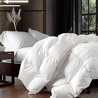 EGYPTIAN BEDDING Luxurious Palatial King / Super King 120" x 98" Siberian Goose Down Comforter, 1200 Thread Count 100% Cotton Duvet, 80 oz. Fill Weight, White Solid