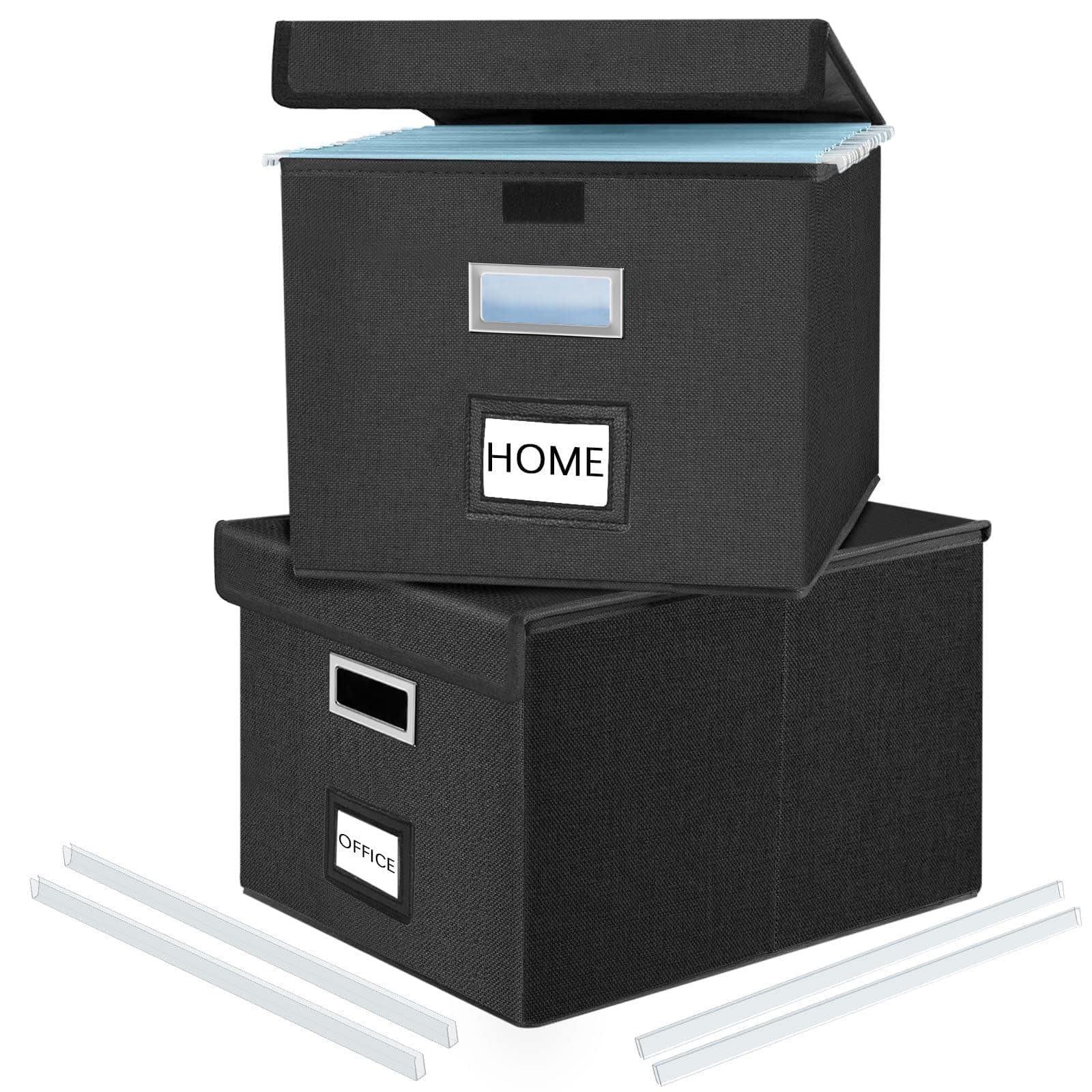 File Boxes Set of 2- Black