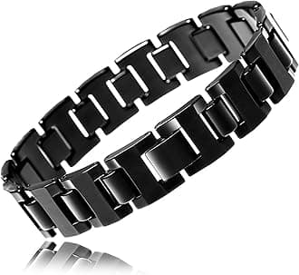 Urban Jewelry Mens Link Bracelet, Stylish Solid Tungsten Bracelet for Men (8.3 Inches, Matte Black, Shiny Black and Silver Option)
