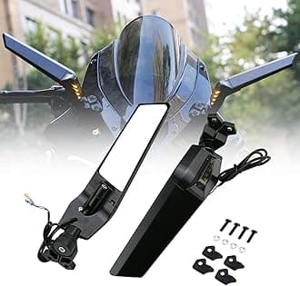 PACEWALKER Motorcycle Adjustable Aluminum Rearview Mirror Wind Wing Mirror with LED Turn Signals Light Compatible with 2018-2022 KAWASAKI Ninja 400 650 ZX10R ZX6R ZX-636 Honda Suzuki