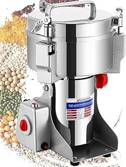 Moongiantgo 1000g Grain Mill Grinder Commercial Spice Grinder 3000W Stainless Steel Electric Pulverizer Dry Grinder Grinding Machine (1000g Swing, 110V)