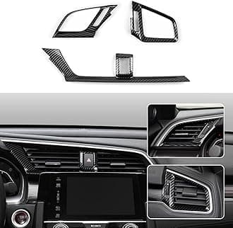 Car Air Vent Outlet Cover Decals for Honda Civic 2016-2021 10th Gen Accessories ABS Carbon Fiber Interior Stickers