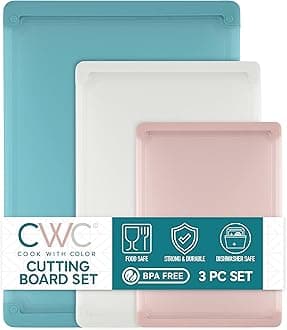 COOK WITH COLOR Extra Large Cutting Board Set, Jumbo-Sized Boards with Rubber Border for Enhanced Cooking Experience, 3-Piece, Teal