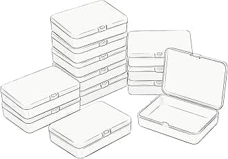 LJY 12 Pieces Rectangular Empty Mini Clear Plastic Organizer Storage Box Containers with Hinged Lids (4.5 x 3.3 x 1.1 inch, Frosted White)