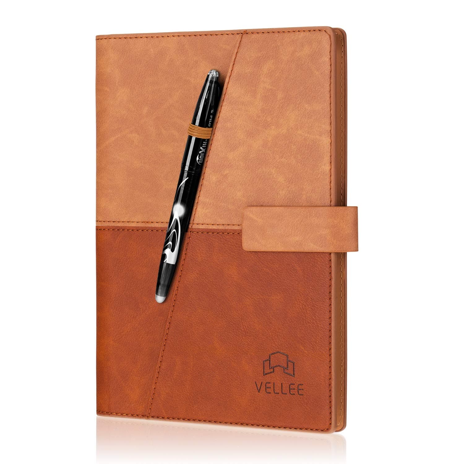 Reusable Smart Erasable Leather Notebook, Journal Writing Notebook, Hardcover Executive Notebook, Heat Wet Erase, Wide Ruled Paper, Blank Paper, Erasable Pen, Cloud Storage, 108 Pages, A5, Brown