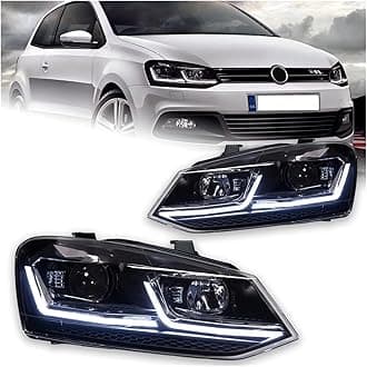 Car Lights Head Lamp Compatible For VW Polo LED Headlight Projector Lens 2011-2017 DRL Hid Head Lamp Bi Xenon Beam Accessories(Silver Line)