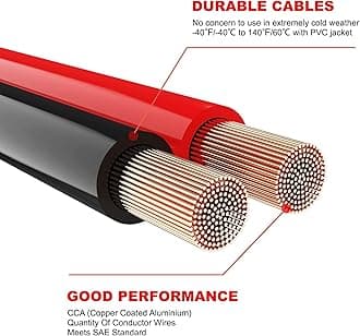 Heavy Duty Jumper Cables,All Copper 6 Gauge 20 Feet Booster Battery Cable,Automotive Wires with Alligator Clips,Carrying Bag,Safety Gloves and Iron Brush for Cars Truck