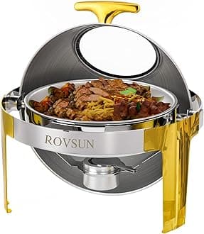 Round Chafing Dish with Gold Accent