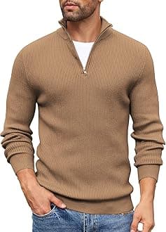 DENIMHOLIC Men High Neck Zipper Full Sleeve Cotton Knitted Winter Sweater for Man