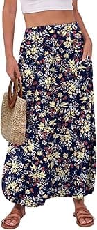 ANRABESS Women's Summer Long Maxi Skirts 2025 Trendy Ankle Length High Waisted Boho Flowy Beach Skirt with Pockets Fashion