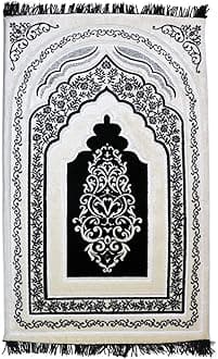 Modefa Foam Padded Prayer Rug | Thick Prayer Mat with Knee Cushion Memory Foam Prayer Mats | One Inch Thick Soft Velvet Islamic Praying Mat Luxury (Black)