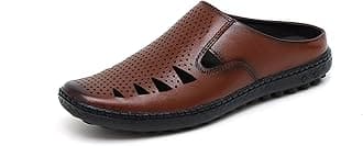 ARAMISHMen's Genuine Leather Back Open Half Sandals