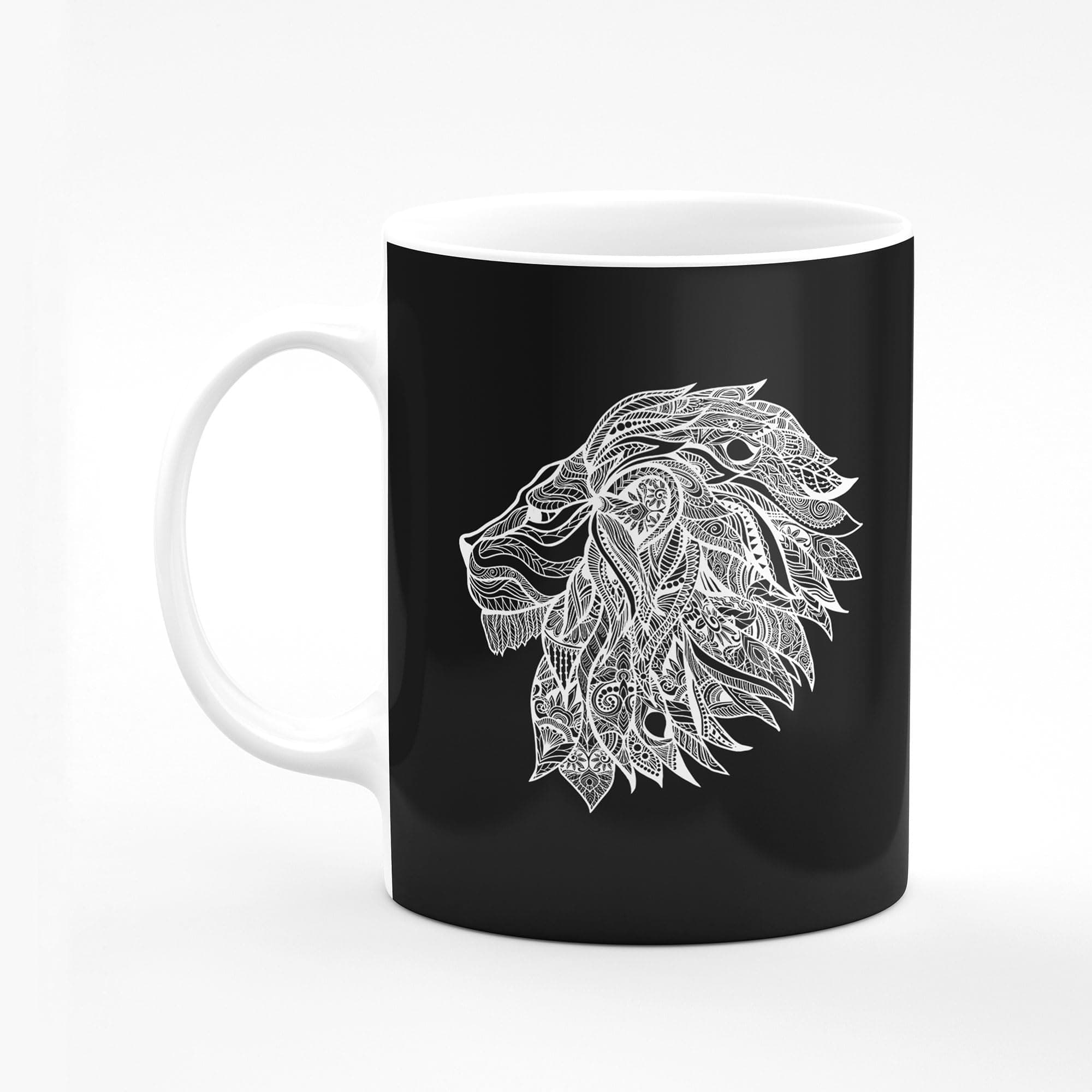 Stylizedd Designer Printed Coffee Mug with Heavy Duty Handle 11oz Ceramic Personalised Gift Mugs Cup [Microwave Safe & Dishwasher Proof] - Lion Abstra