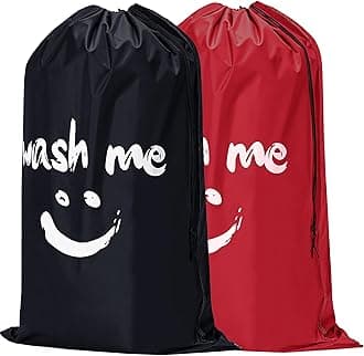 HOMEST 2 Pack XL Wash Me Travel Laundry Bag, Dirty Clothes Organizer, Large Enough to Hold 4 Loads of Laundry, Easy Fit a Laundry Hamper or Basket