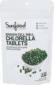 Sunfood Superfoods Chlorella Tablets - Chlorella Powder Tablets, Chlorophyll, Chlorella Supplement, Chlorophyll Pills, Broken Cell Wall Algae Capsules, Non GMO, Vegan - 4 oz Bag