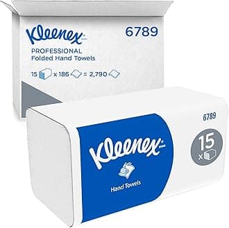 Paper Towels, V-Fold 2-Ply Hand Towels, Ultra-Absorbent, Tear-Resistant, FSC- Certified, Compatible with Kimberly-Clark Dispensers, 15 Packs x 186 Towels (2,790 tot.), Model nr. 6789