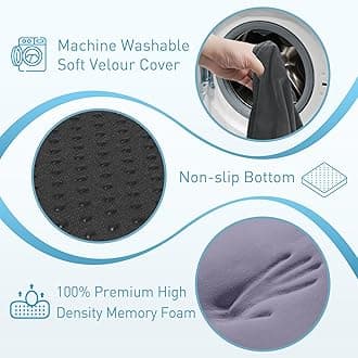 BlissTrends Seat Cushion,5.2in Thick Memory Foam Cushions for Office Chair, Car Seat, Airplane, Relieving Pressure Tailbone Sciatica Back Pain for Long Sitting Office Workers, Car Drivers Grey