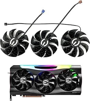 87MM PLD09220S12H RTX3080 RTX3070 Graphics Card Fan Replacement for EVGA GeForce RTX 3070 3080 TI 3090 FTW3 Cooler Fan (Black 3-Fan), BR008