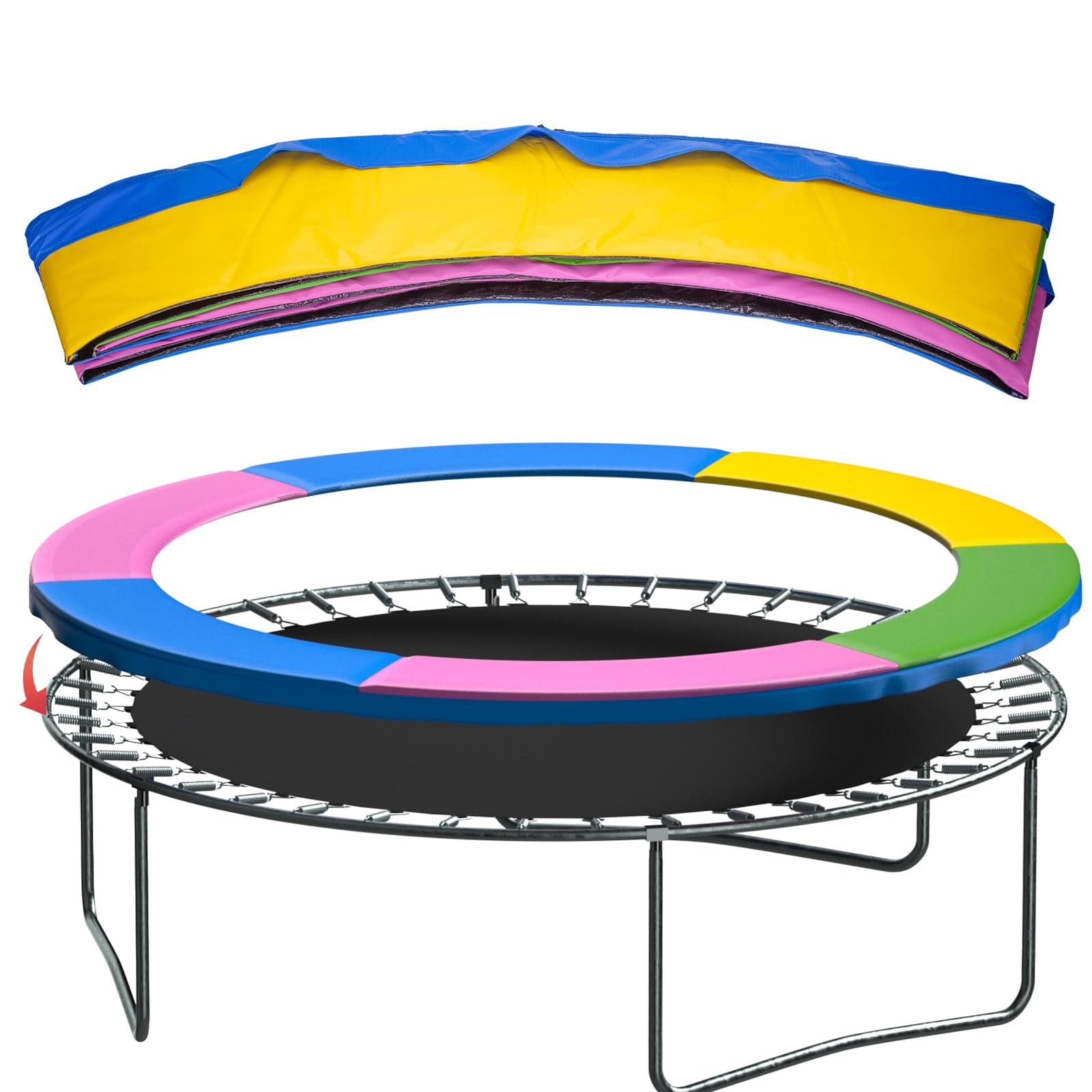 NONMON 8ft 10ft 12ft 13ft 14ft Replacement Trampoline Pad, Safety Surround Springs Edge Cover Protection Guard for Outdoor Circular Garden Trampoline, UV Resistant PVC Top & EPE Foam, PAD ONLY