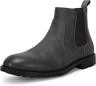Men's Ankle Boots Chelsea Round Toe Slip on Waterproof Faux Leather Classic Dress Booties for Men