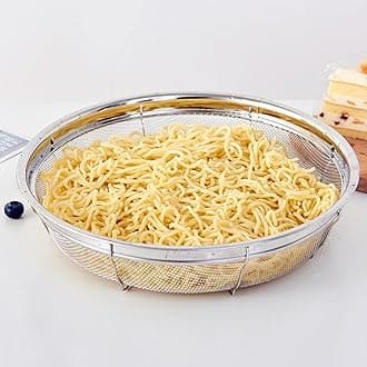 Fine Mesh Strainer for Kitchen, Stainless Steel Colander Bowl for Pasta, Rice, Fruit, Metal Net Baskets with Resting Base - Strain, Drain, Rinse （Diameter 11.61 inch）