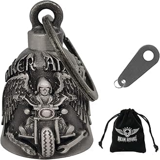 Dream Apparel Motorcycle Bell for Biker US Flag Riding Bell Guardian Bells Motorcycle Accessory or Keychain for Luck, With Bag Gift Box