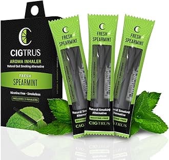 Cigtrus Stop Smoking, Smokeless Air Inhaler, Non Electric Quit Vaping Aid, Nicotine and Vape Free Diffuser Pen – Fresh Spearmint Menthol 3Pack