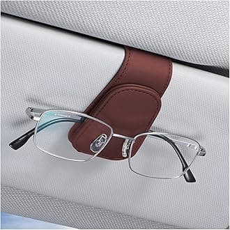 AICEL Sunglasses Holders for Car Sun Visor, Leather Eyeglasses Hanger Mounter, Magnetic Glasses Holder and Ticket Card Clip, Auto Interior Accessories Universal for SUV Pickup Truck