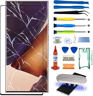Original Samsung Galaxy Note 20 Front Glass Repair Kit Screen Replacement 6.7 inch Outer Screen Glass incl Waterpoof Frame Adhesive,Repair Glue and Lamp Tool Kit(No Digitizer,No LCD) N9810 Series