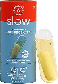 Slow,Gut Health,20 Billion Cfu Probiotic & Prebiotic In Vegan Omega 3 Oil,Gut, Digestive Balance, Improve Nutrient Absorption & Maintain Intestinal Integrity (60 Capsules)